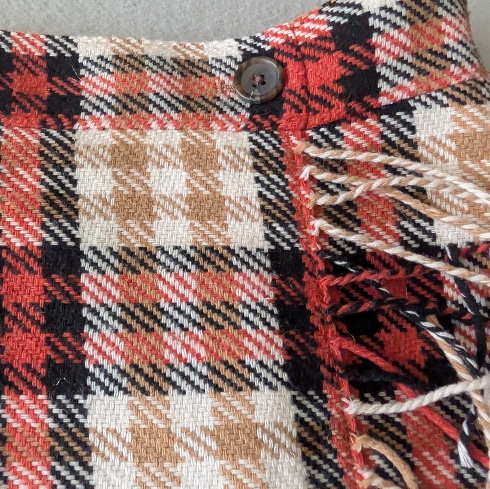 Talbots Wool Blend Faux Wrap Skirt Sz 6 Plaid Scottish Style Tartan Fringe image 5
